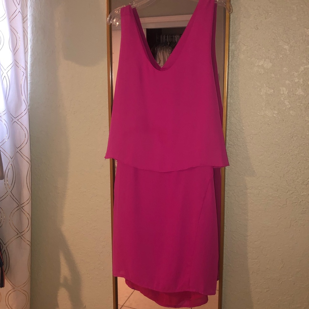 Hot pink Open back flounce mini dress